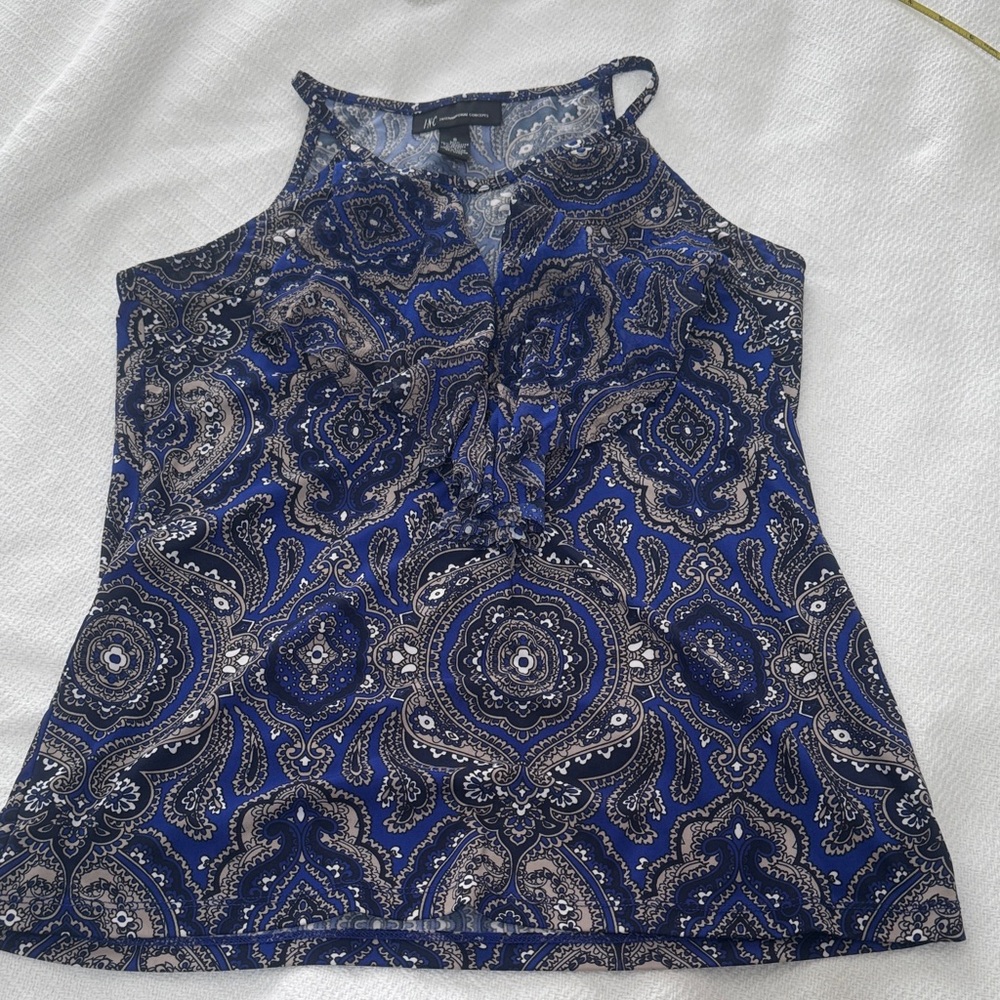 INC International Concepts Blue Paisley Halter Camisole